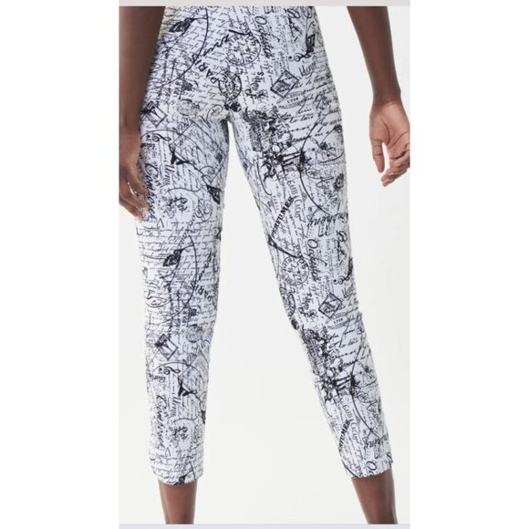 Joseph Ribkoff Cropped Pants Black & White Big City Print Size 4 - Picture 1 of 10